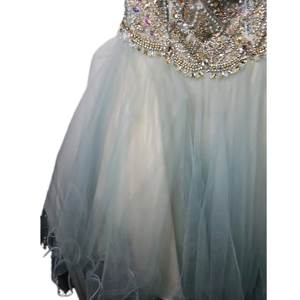 Glamour by Terani Couture Strapless Beaded Prom Pageant Dress Sz 0 W/Flaws - Picture 15 of 16